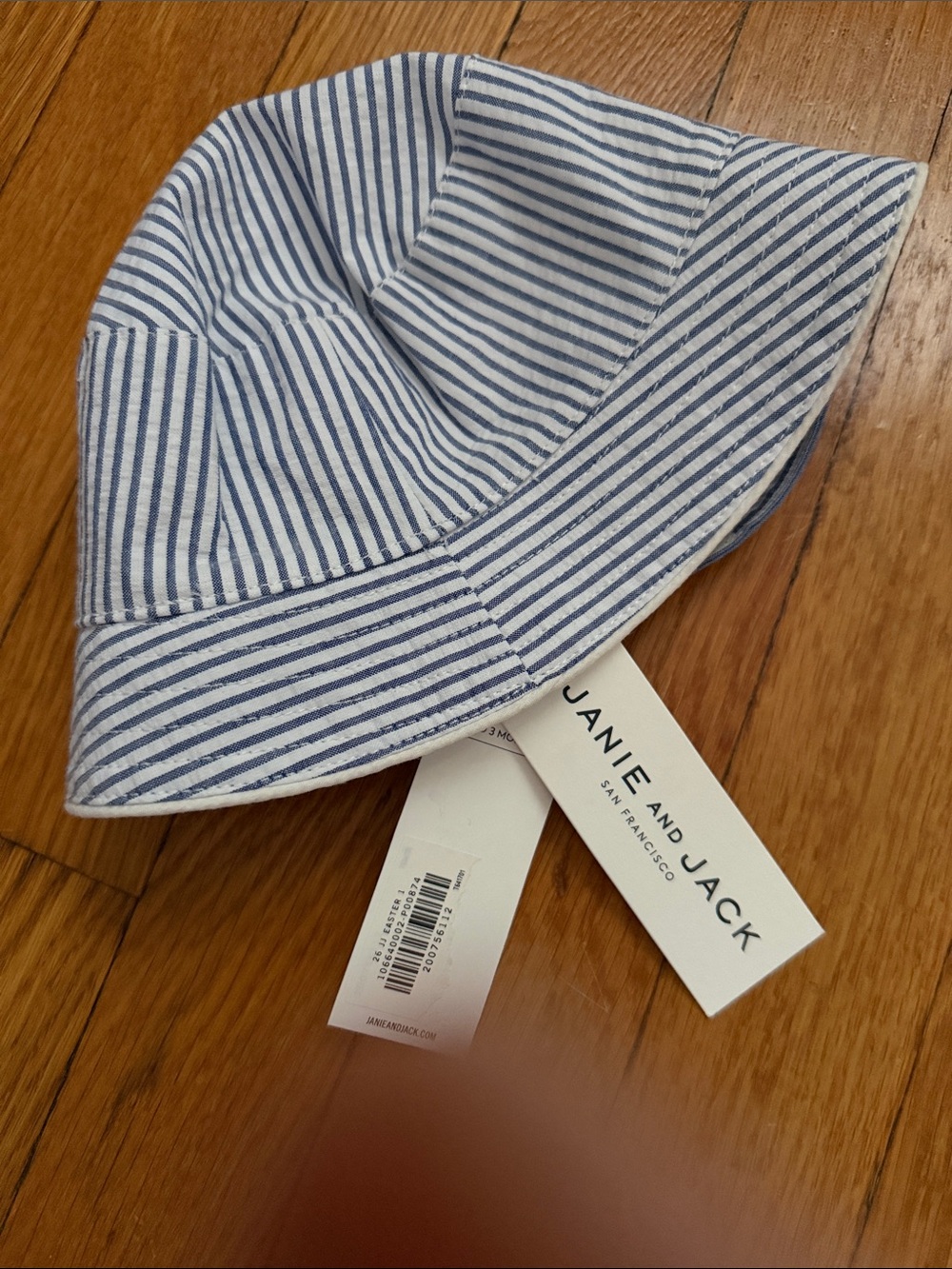 Janie and Jack Navy and White Striped Cotton Bucket Hat
